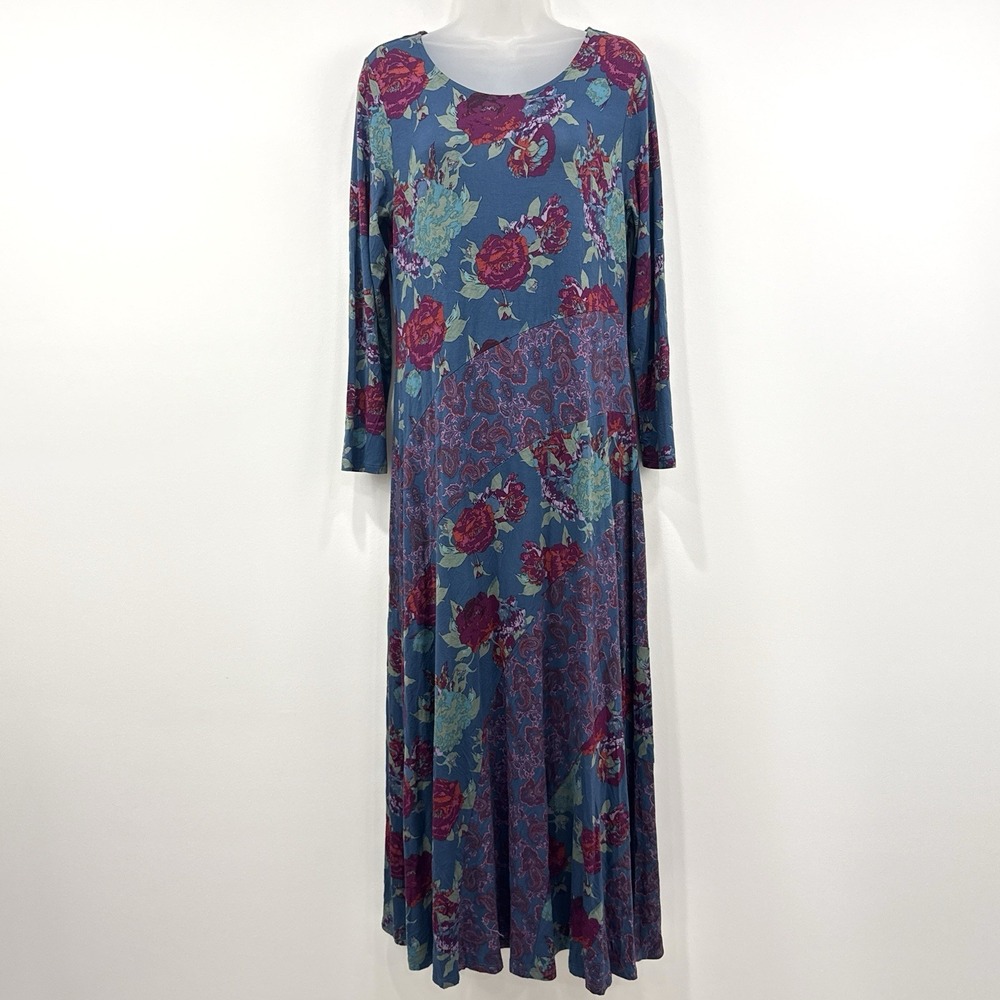 Soft Surroundings Ismerelda Dress PS Patchwork Jersey Maxi Coastal Grandma